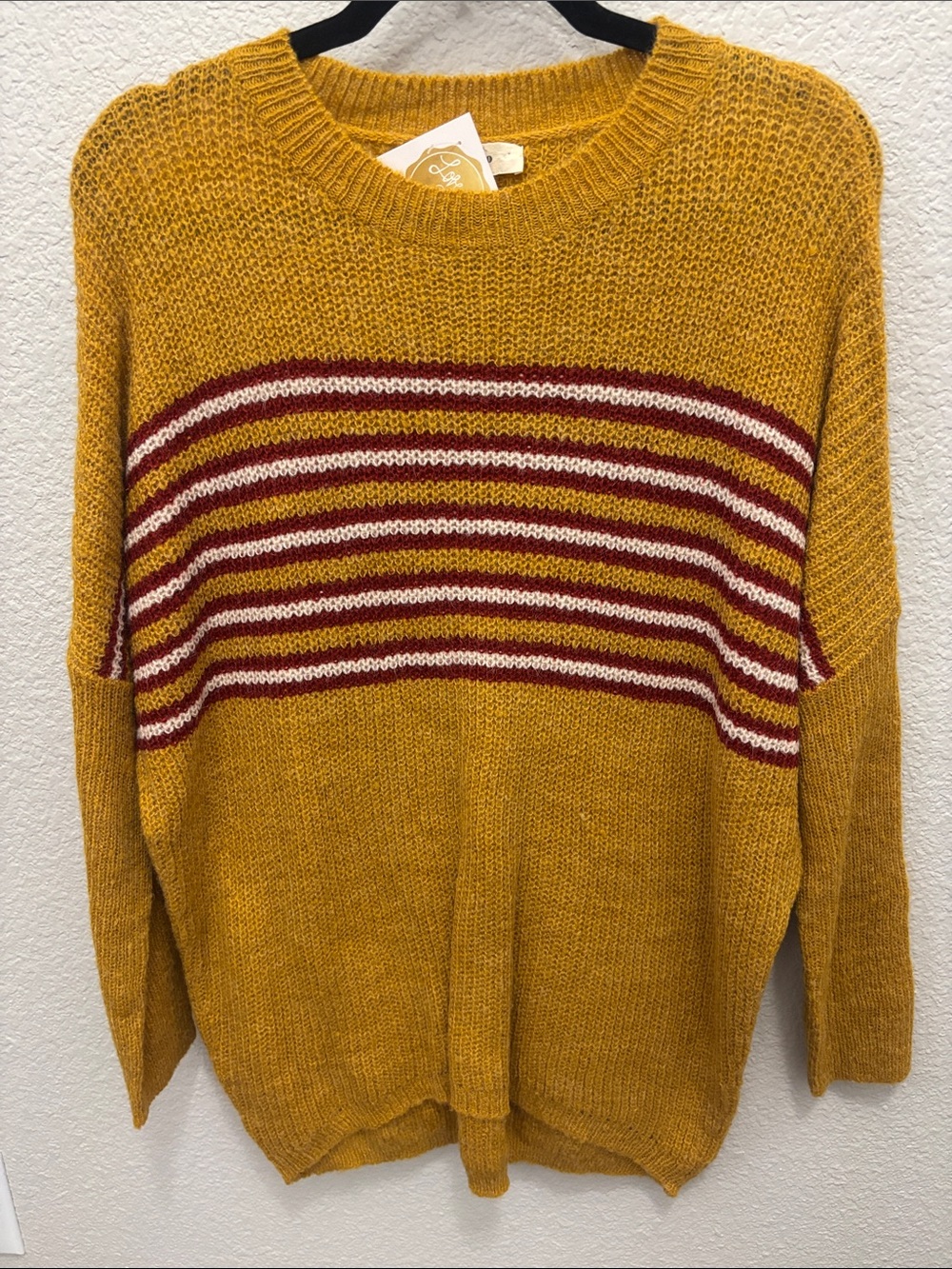 Mustard Yellow Striped Knit Sweater - Entro